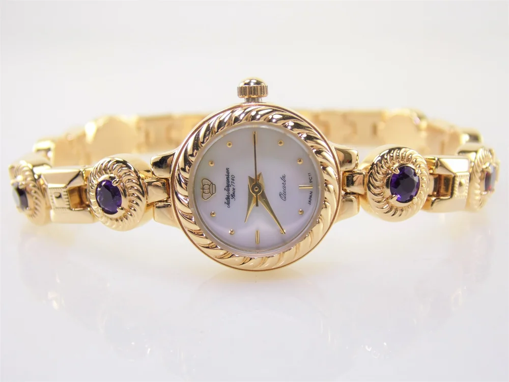 Rare Vintage Womens Ladies Gold Jules Jurgensen MOP Mother